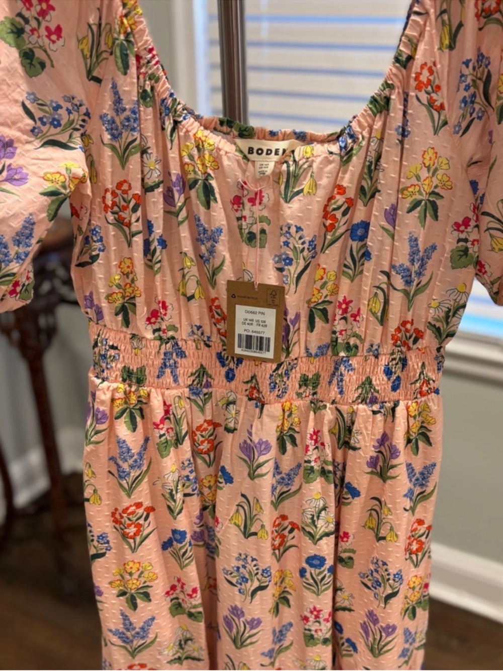 NWT Boden Scoop Neck Midi Dress in Dusty Pink, Spring Garden floral, Size 10 - Picture 12 of 14